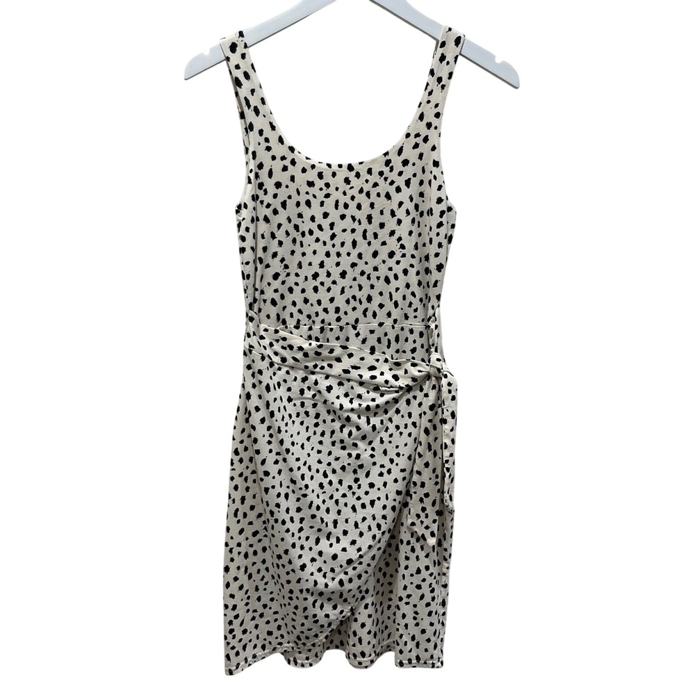 Pact Sleeveless Faux Wrap Mini Dress Women Small Dalmatian Print Organic Cotton